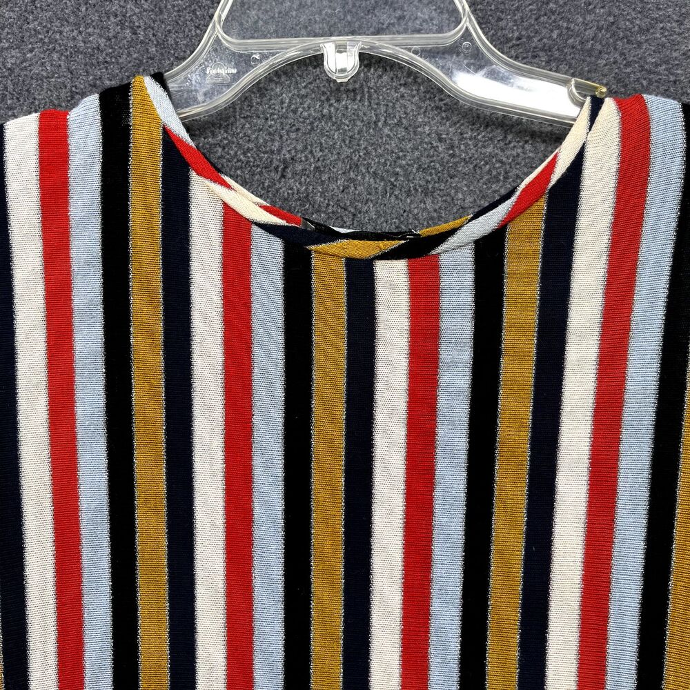 ZARA Dress Woman Medium Striped Stretch Knit Blue Red Collection round neck - Picture 7 of 15